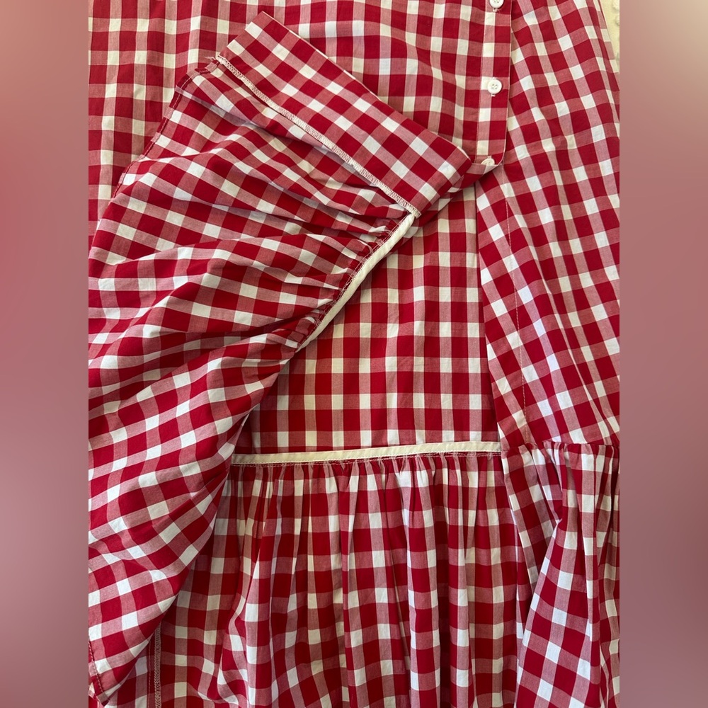 ZARA Red Gingham Ruffle Midi Skirt - Picture 9 of 13